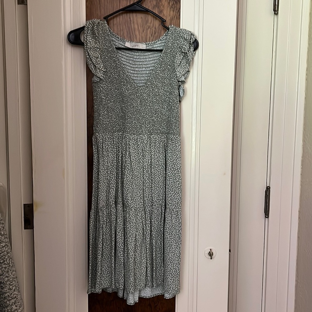 Loft light green smocked dress